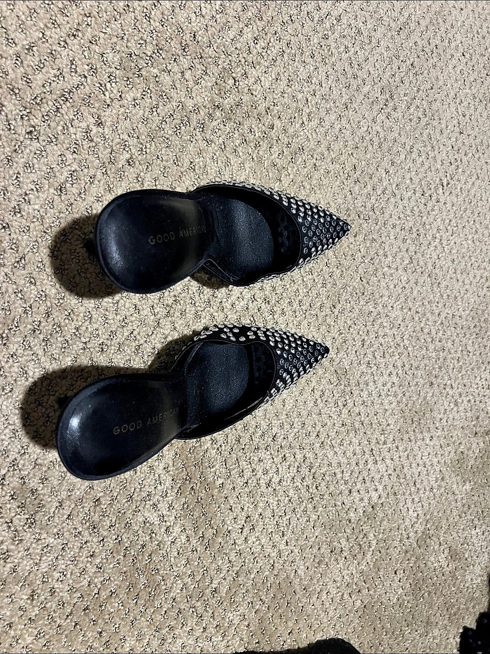 Good American Black Rhinestone Pointed-Toe Heels Like New size 7 - Picture 4 of 5